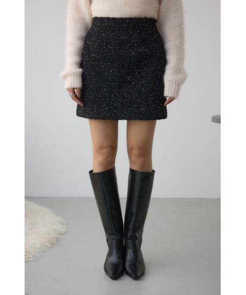 AZUL by moussy(アズールバイマウジー)の「ラメブークレミニタイトスコート(スカート・レディース・アイボリー/ブラック・SMALL/MEDIUM)」の20枚目の写真