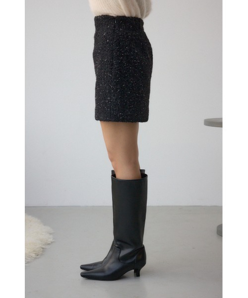 AZUL by moussy(アズールバイマウジー)の「ラメブークレミニタイトスコート(スカート・レディース・アイボリー/ブラック・SMALL/MEDIUM)」の21枚目の写真