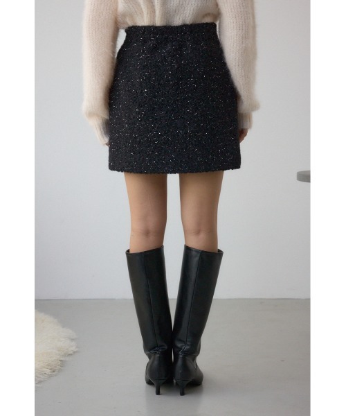 AZUL by moussy(アズールバイマウジー)の「ラメブークレミニタイトスコート(スカート・レディース・アイボリー/ブラック・SMALL/MEDIUM)」の22枚目の写真
