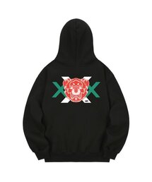 KHB0029 ロットワイラー 裏起毛フードパーカー - ブラック
