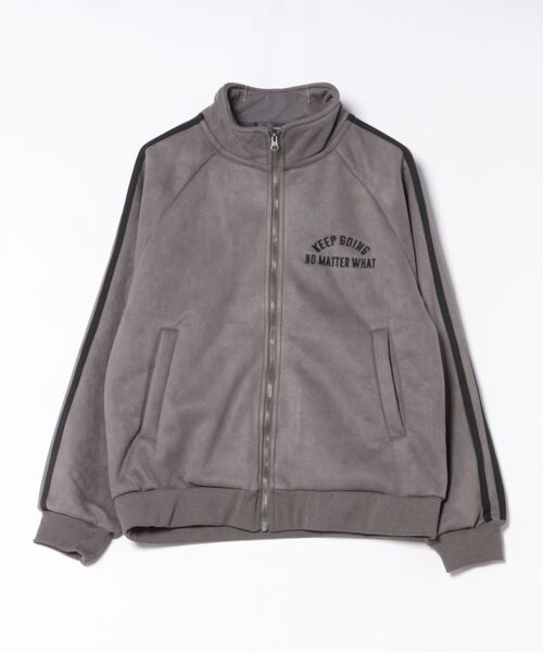 ８(eight)（エイト）の「裏ボア刺繍入りトラックジャケット（ブルゾン・メンズ・チャコール/アイボリー/サックスブルー・MEDIUM/LARGE）」の2枚目の写真