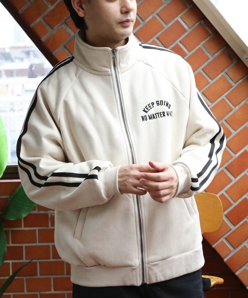 ８(eight)（エイト）の「裏ボア刺繍入りトラックジャケット（ブルゾン・メンズ・チャコール/アイボリー/サックスブルー・MEDIUM/LARGE）」の6枚目の写真