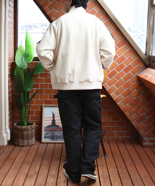 ８(eight)（エイト）の「裏ボア刺繍入りトラックジャケット（ブルゾン・メンズ・チャコール/アイボリー/サックスブルー・MEDIUM/LARGE）」の13枚目の写真