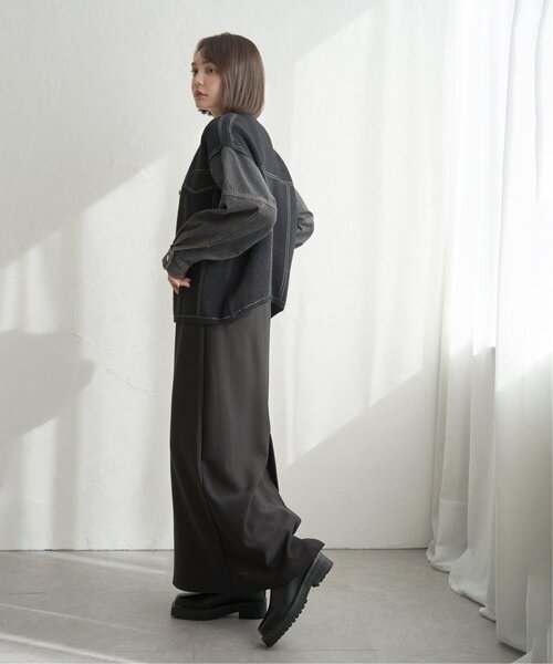 notch.（ノッチ）の「デニムドッキングノーカラージャケット（デニムジャケット・レディース・ブラック/オフホワイト・M）」の10枚目の写真