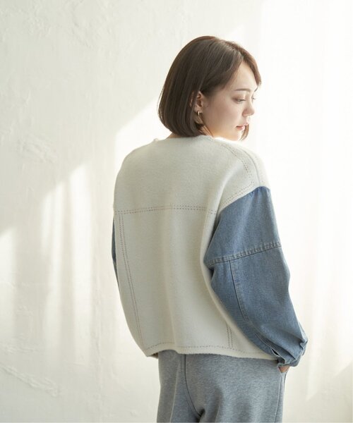 notch.（ノッチ）の「デニムドッキングノーカラージャケット（デニムジャケット・レディース・ブラック/オフホワイト・M）」の14枚目の写真