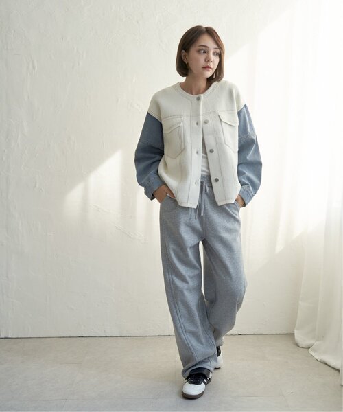 notch.（ノッチ）の「デニムドッキングノーカラージャケット（デニムジャケット・レディース・ブラック/オフホワイト・M）」の16枚目の写真