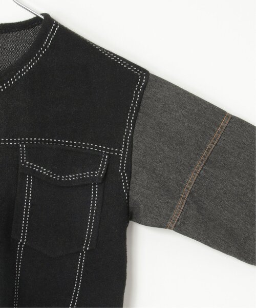 notch.（ノッチ）の「デニムドッキングノーカラージャケット（デニムジャケット・レディース・ブラック/オフホワイト・M）」の21枚目の写真