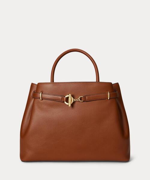 LAUREN RALPH LAUREN(ローレン ラルフ ローレン)の「レザー ラージ Blaike サッチェル(ハンドバッグ・レディース・ブラウン・ONE)」の1枚目の写真