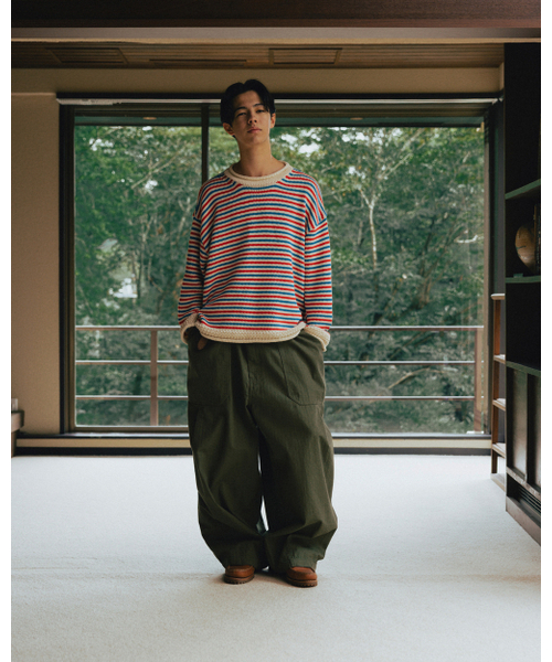 ANGLAN（アングラン）の「Herringbone Fatigue Balloon Pants - Khaki（その他パンツ・メンズ・その他・FREE）」の4枚目の写真