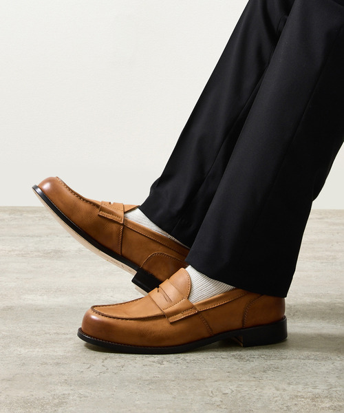 And A（アンドエー）の「PADRONE パドローネ / LOAFERS オイルレザーローファー コインローファー / PU8587-2304（ローファー・メンズ・ブラック/キャメル/ベージュ・40/41/42/43）」の2枚目の写真