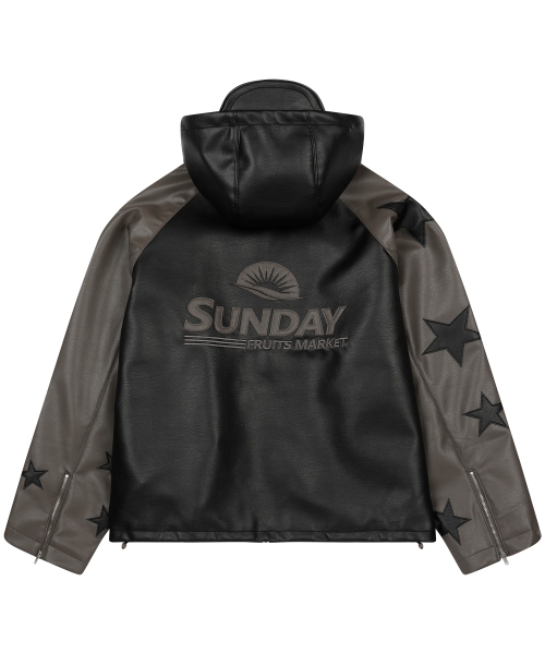 SUNDAY FRUIT MARKET(サンデーフルーツマーケット)の「STAR FAUX LEATHER JACKET BLACK(ライダースジャケット・メンズ・その他・MEDIUM/LARGE)」の10枚目の写真