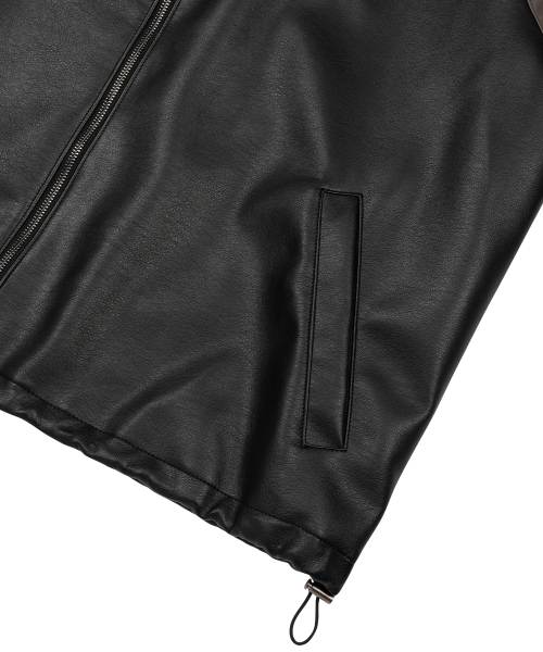 SUNDAY FRUIT MARKET(サンデーフルーツマーケット)の「STAR FAUX LEATHER JACKET BLACK(ライダースジャケット・メンズ・その他・MEDIUM/LARGE)」の4枚目の写真