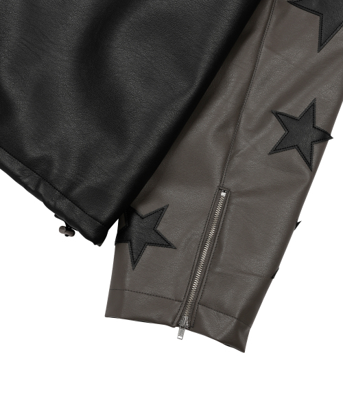 SUNDAY FRUIT MARKET(サンデーフルーツマーケット)の「STAR FAUX LEATHER JACKET BLACK(ライダースジャケット・メンズ・その他・MEDIUM/LARGE)」の5枚目の写真