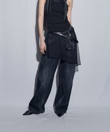 BLR（ビーエルアール）の「Asymmetrical Frill Strap Layered Skirt Black（スカート）」
