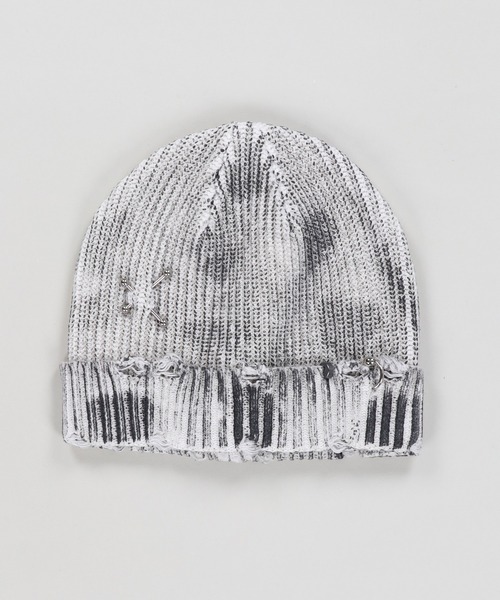 SPINNS(スピンズ)の「マーブルシングルニットビーニー/ピアス/ユニセックス(ニットキャップ/ビーニー・メンズ・ホワイト/ブラック・ONESIZE)」の2枚目の写真