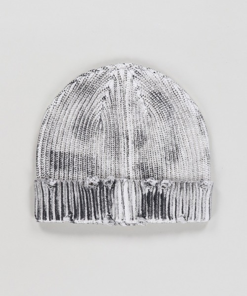 SPINNS(スピンズ)の「マーブルシングルニットビーニー/ピアス/ユニセックス(ニットキャップ/ビーニー・メンズ・ホワイト/ブラック・ONESIZE)」の4枚目の写真