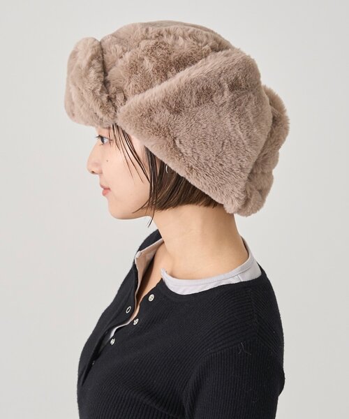 WHO'S WHO gallery(フーズフーギャラリー)の「フライトファーCAP(キャップ・レディース・ブラウン/グレー・FREE)」の1枚目の写真