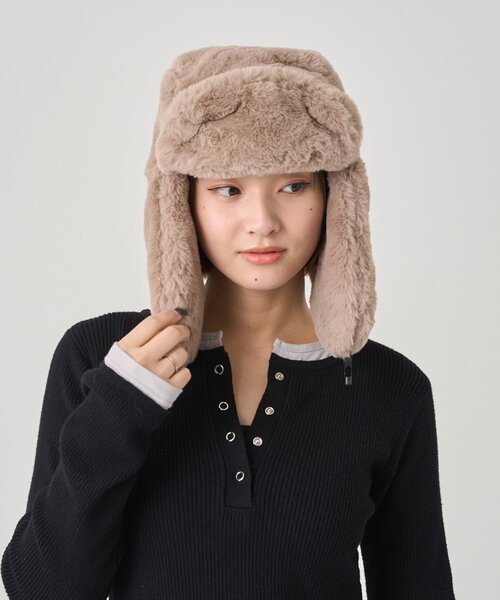 WHO'S WHO gallery(フーズフーギャラリー)の「フライトファーCAP(キャップ・レディース・ブラウン/グレー・FREE)」の3枚目の写真