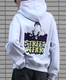 【VISION STREET WEAR/ヴィジョンストリートウェア】Ghost Satin ZIP PK/ゴースト ダブルジップ サテン刺繍 パーカー フーディー