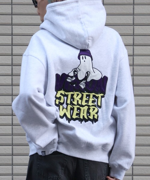 VISION STREET WEAR（ヴィジョンストリートウェア）の「【VISION STREET WEAR/ヴィジョンストリートウェア】Ghost Satin ZIP PK/ゴースト ダブルジップ サテン刺繍 パーカー フーディー（パーカー・メンズ・グリーン系その他/ブラック/ライトグレー・L/M/LL）」の2枚目の写真