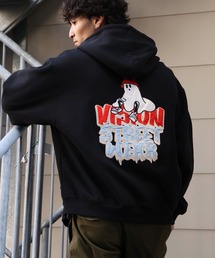 VISION STREET WEAR | 【VISION STREET WEAR/ヴィジョンストリートウェア】Ghost Satin ZIP PK/ゴースト ダブルジップ サテン刺繍 パーカー フーディー(パーカー)