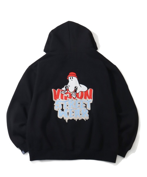 VISION STREET WEAR（ヴィジョンストリートウェア）の「【VISION STREET WEAR/ヴィジョンストリートウェア】Ghost Satin ZIP PK/ゴースト ダブルジップ サテン刺繍 パーカー フーディー（パーカー・メンズ・グリーン系その他/ブラック/ライトグレー・L/M/LL）」の6枚目の写真