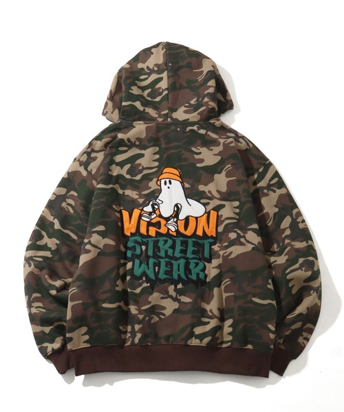 VISION STREET WEAR（ヴィジョンストリートウェア）の「【VISION STREET WEAR/ヴィジョンストリートウェア】Ghost Satin ZIP PK/ゴースト ダブルジップ サテン刺繍 パーカー フーディー（パーカー・メンズ・グリーン系その他/ブラック/ライトグレー・L/M/LL）」の10枚目の写真
