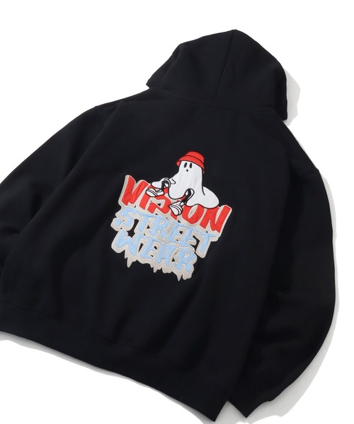 VISION STREET WEAR（ヴィジョンストリートウェア）の「【VISION STREET WEAR/ヴィジョンストリートウェア】Ghost Satin ZIP PK/ゴースト ダブルジップ サテン刺繍 パーカー フーディー（パーカー・メンズ・グリーン系その他/ブラック/ライトグレー・L/M/LL）」の12枚目の写真