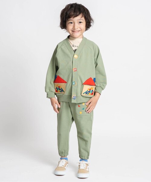 BIT'Z（ビッツ）の「積み木遊び刺繍サルエルジョガーパンツ（スウェットパンツ・キッズ・キナリ/マスタード/カーキ・80/90/95/100/110/120）」の6枚目の写真