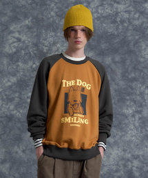 Smiling Dog Raglan Sweatshirt - Orange