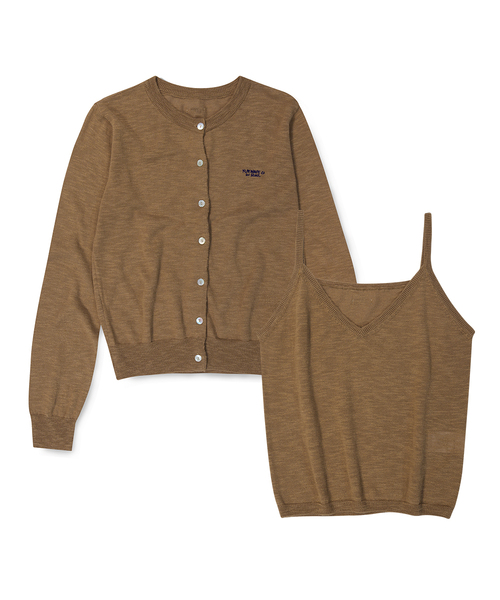 FLATWAVE IN SEOUL(フラットウェーブインソウル)の「Pale Linen Cardigan/Sleeveless Set Camel(カーディガン/ボレロ・レディース・その他・FREE)」の1枚目の写真