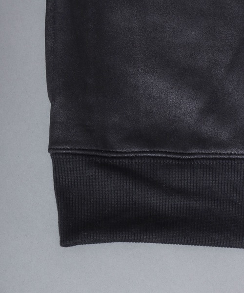 ANPAS(アンパス)の「Faux Leather-Style Light Jacket/PUレザー風ブルゾン フェイクレザー加工ジャケット ライトアウター メンズ(ノーカラージャケット・メンズ・ブラック/カーキ・L/LL/M)」の8枚目の写真