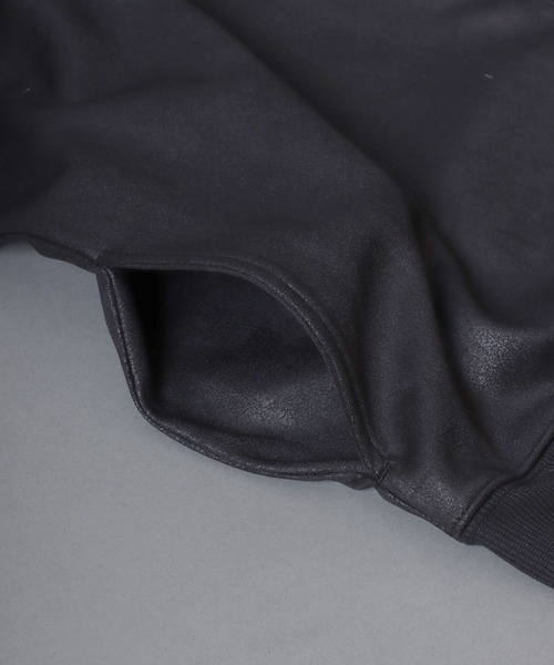 ANPAS(アンパス)の「Faux Leather-Style Light Jacket/PUレザー風ブルゾン フェイクレザー加工ジャケット ライトアウター メンズ(ノーカラージャケット・メンズ・ブラック/カーキ・L/LL/M)」の10枚目の写真