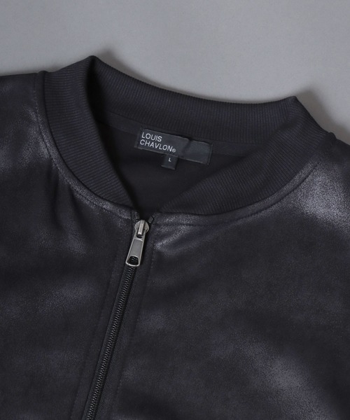 ANPAS(アンパス)の「Faux Leather-Style Light Jacket/PUレザー風ブルゾン フェイクレザー加工ジャケット ライトアウター メンズ(ノーカラージャケット・メンズ・ブラック/カーキ・L/LL/M)」の5枚目の写真