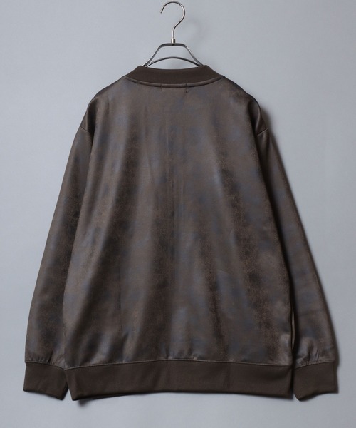 ANPAS(アンパス)の「Faux Leather-Style Light Jacket/PUレザー風ブルゾン フェイクレザー加工ジャケット ライトアウター メンズ(ノーカラージャケット・メンズ・ブラック/カーキ・L/LL/M)」の4枚目の写真
