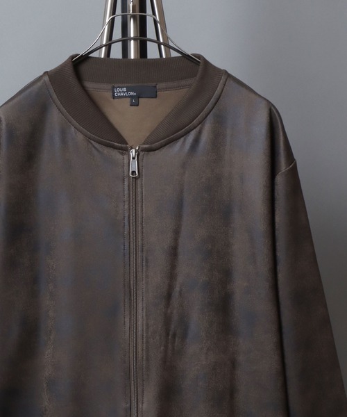 ANPAS(アンパス)の「Faux Leather-Style Light Jacket/PUレザー風ブルゾン フェイクレザー加工ジャケット ライトアウター メンズ(ノーカラージャケット・メンズ・ブラック/カーキ・L/LL/M)」の15枚目の写真