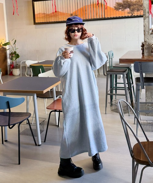 セール】裏起毛スエットロングワンピース（ワンピース）｜frunco