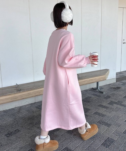 専用様　新品Marni フード付きピンクトレーナー　裏起毛　スウェットワンピース セール】裏起毛スエットロングワンピース（ワンピース）｜frunco