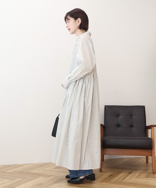 AMERICAN HOLIC（アメリカンホリック）の「【イージーケア】ギャザーシャツワンピース（シャツワンピース・レディース・ホワイト系その他5/ブラック/ブルー系その他7・FREE）」の5枚目の写真