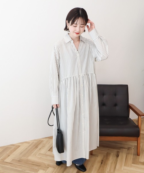 AMERICAN HOLIC（アメリカンホリック）の「【イージーケア】ギャザーシャツワンピース（シャツワンピース・レディース・ホワイト系その他5/ブラック/ブルー系その他7・FREE）」の11枚目の写真