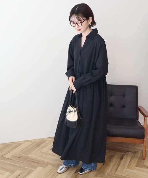 AMERICAN HOLIC（アメリカンホリック）の「【イージーケア】ギャザーシャツワンピース（シャツワンピース・レディース・ホワイト系その他5/ブラック/ブルー系その他7・FREE）」の14枚目の写真