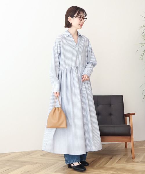 AMERICAN HOLIC（アメリカンホリック）の「【イージーケア】ギャザーシャツワンピース（シャツワンピース・レディース・ホワイト系その他5/ブラック/ブルー系その他7・FREE）」の22枚目の写真