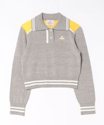 VivienneWestwood★ボレロ風　カーキニット ﾘﾕｰｽｺｯﾄﾝﾆｯﾄﾊﾟﾈﾙｶﾗｰｶｰﾃﾞｨｶﾞﾝ（カーディガン/ボレロ）｜Vivienne