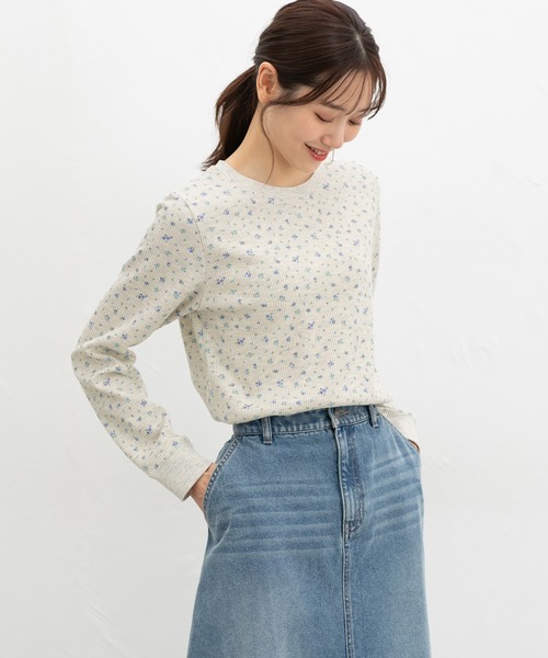 CINEMA CLUB(シネマクラブ)の「ワッフルTシャツ(Tシャツ/カットソー・レディース・スミクロ/ネイビー/ベージュ系その他/ピンク/アイボリー系/アイボリー/ホワイト×ブラック・L/LL/M/S)」の17枚目の写真