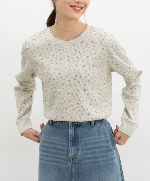 CINEMA CLUB(シネマクラブ)の「ワッフルTシャツ(Tシャツ/カットソー・レディース・スミクロ/ネイビー/ベージュ系その他/ピンク/アイボリー系/アイボリー/ホワイト×ブラック・L/LL/M/S)」の18枚目の写真