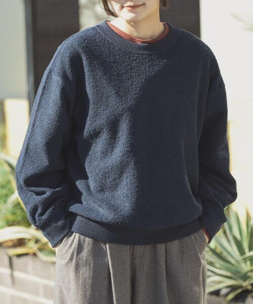 EKAL（エカル）の「パイル編みクルーニット（ニット/セーター・レディース・ベージュ系その他/ネイビー・ONE）」の4枚目の写真