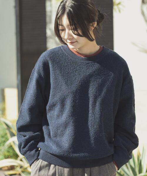 EKAL(エカル)の「パイル編みクルーニット(ニット/セーター・レディース・ベージュ系その他/ネイビー・ONE)」の4枚目の写真