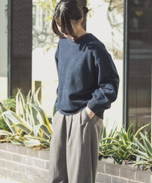 EKAL(エカル)の「パイル編みクルーニット(ニット/セーター・レディース・ベージュ系その他/ネイビー・ONE)」の6枚目の写真