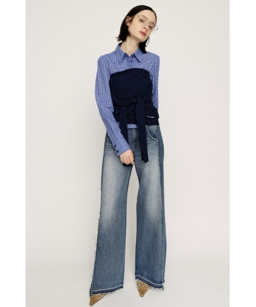 SLY(スライ)の「【2026SS新作】L/W TWIST SIZING DENIM ローウエストツイスト サイジングデニム 春服(デニムパンツ・レディース・ブラック系その他2/ブルー・0/1/2)」の4枚目の写真