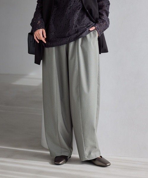 studio CLIP（スタディオクリップ）の「フロント切り替えギャザーパンツ[プチ・プラスサイズあり]《オケージョン2026SS》（その他パンツ・レディース・ライトベージュ/グレー/チャコールグレー・FREE/ﾌﾘｰ(L)/PF）」の15枚目の写真